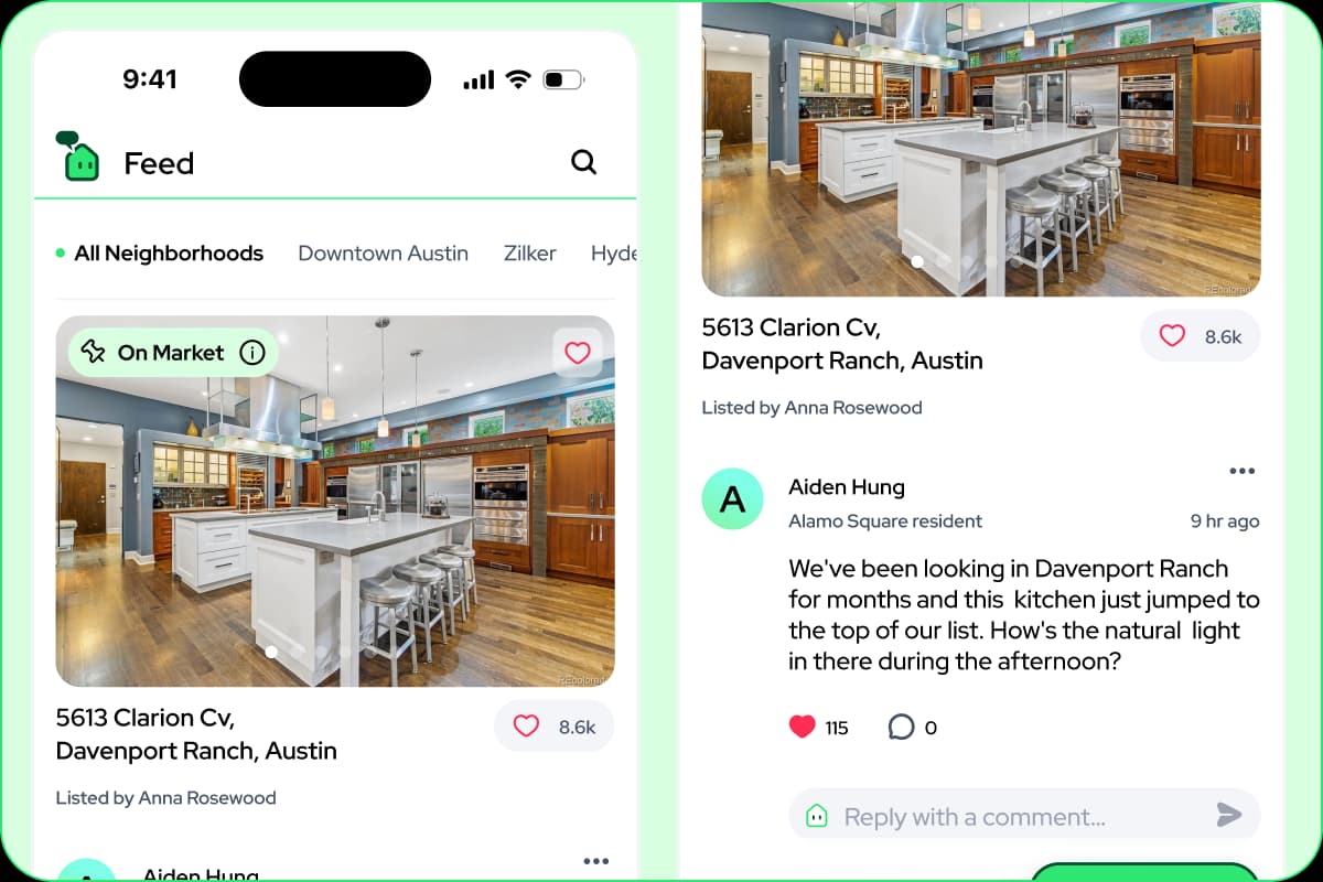 Mayberry app showing agent tools and market insights