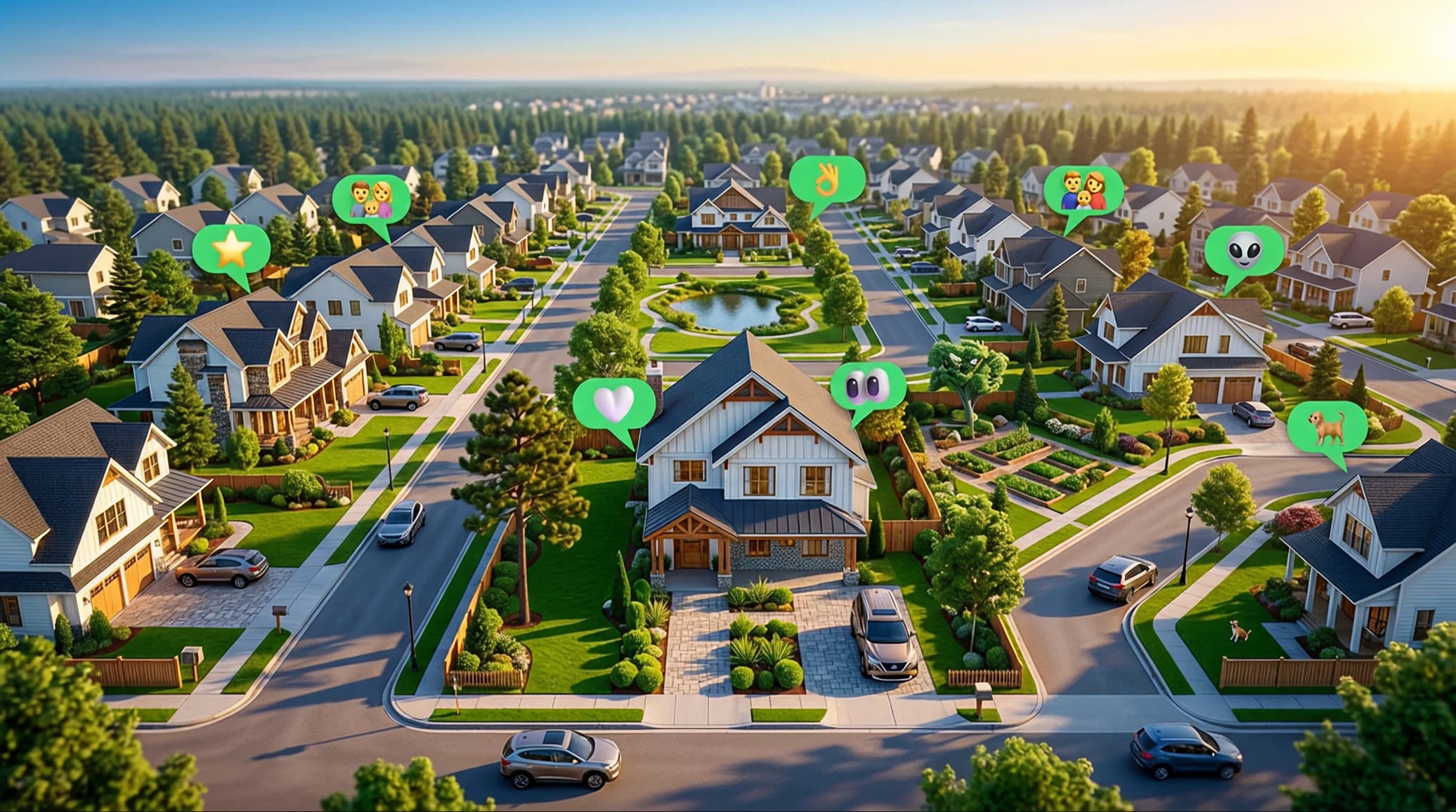 Aerial view of a neighborhood